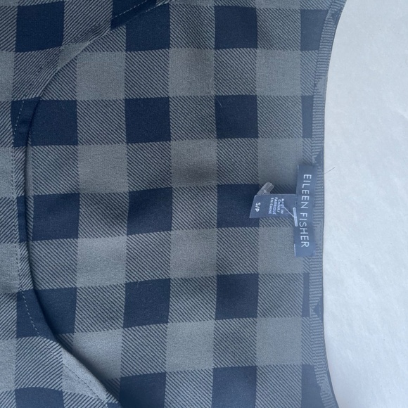 Eileen Fisher Olive Plaid Silk Tank Mini Shift‎ Casual High Low Tunic Dress - Picture 10 of 13